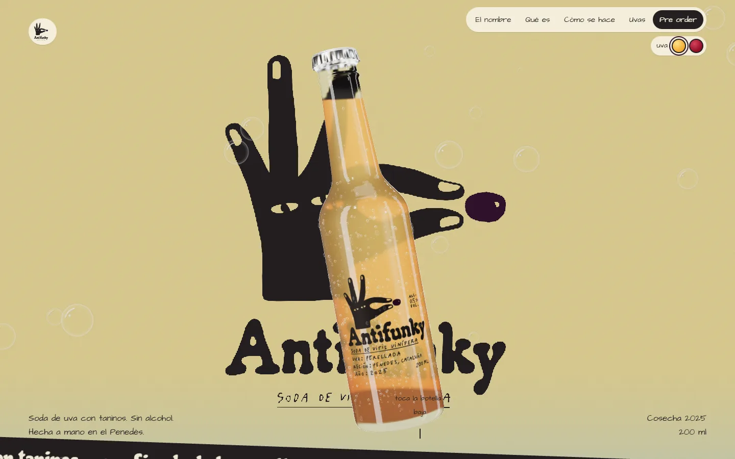 Portada: la botella frente al logo de Antifunky
