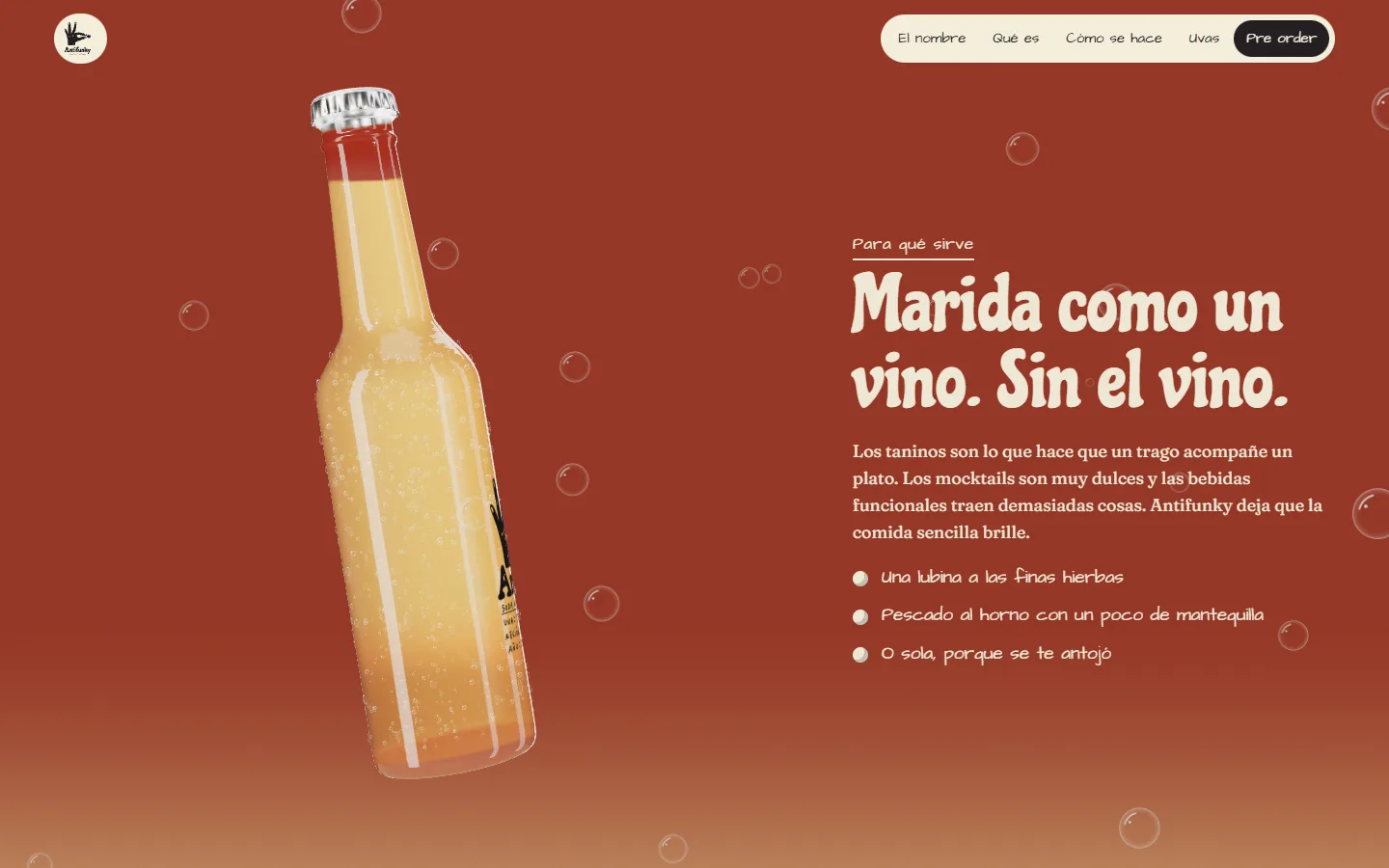 Marida como un vino, sin el vino