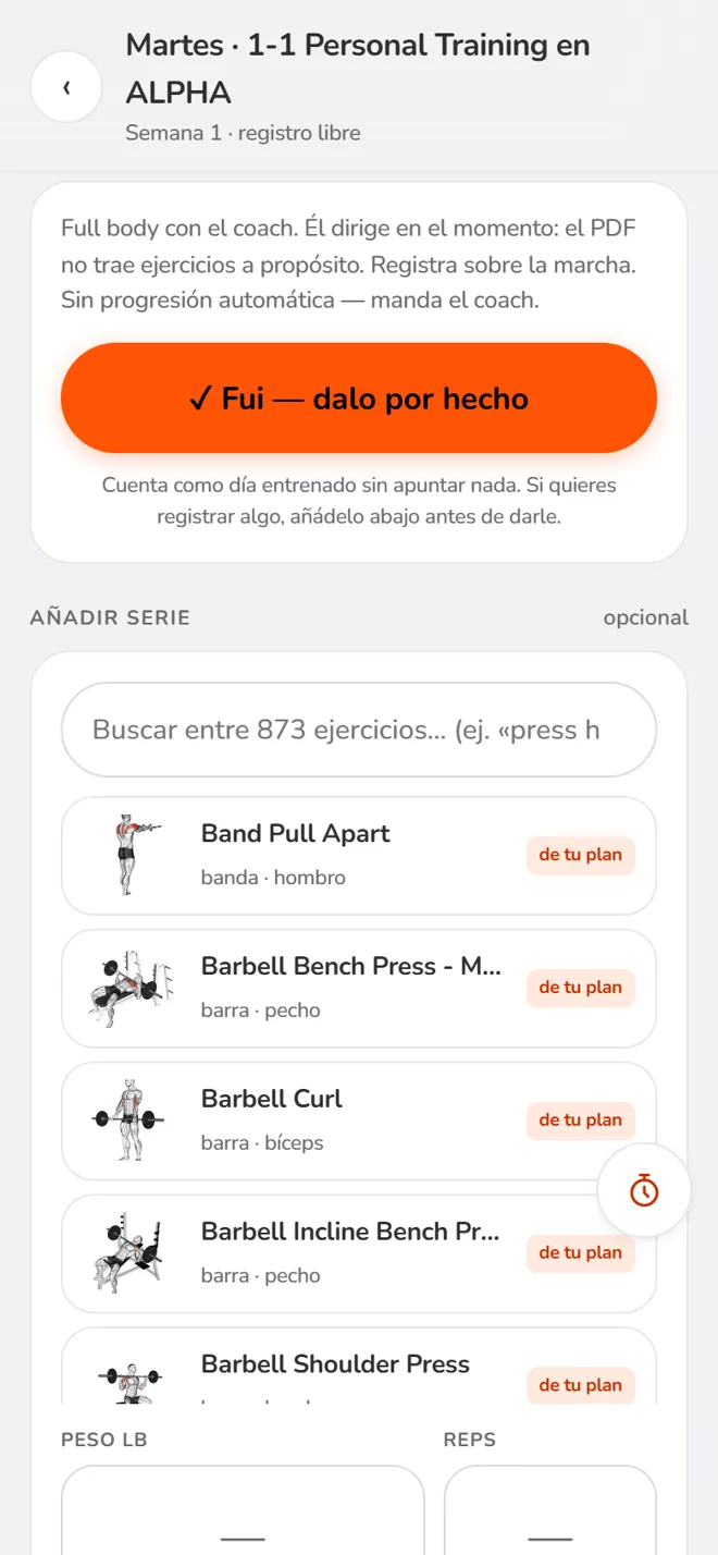 Registro de series con buscador de 873 ejercicios